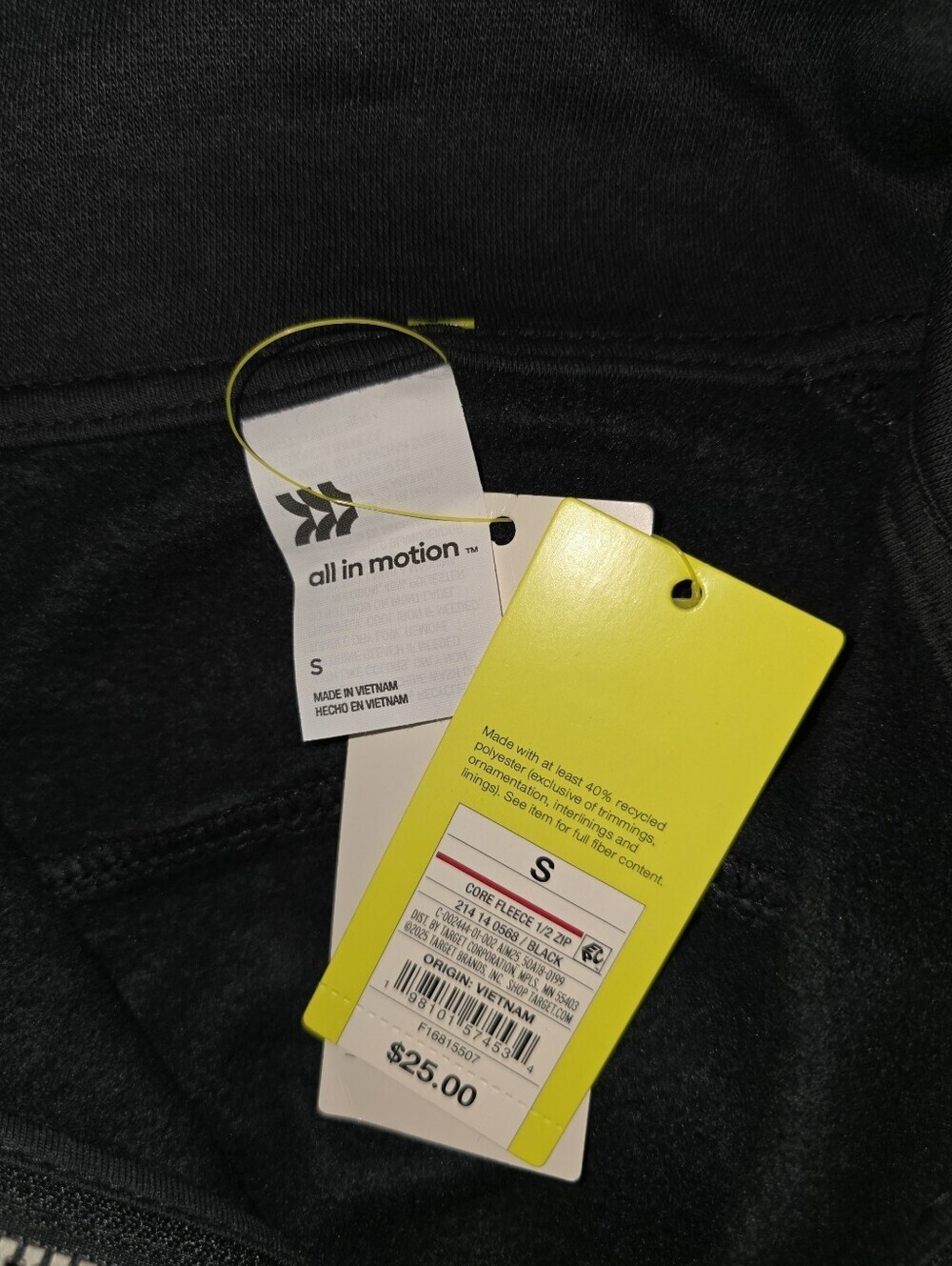 Womens All In Motion Black Core Fleece Half-Zip Pullover, Cropped, NWT!!! - Picture 4 of 6